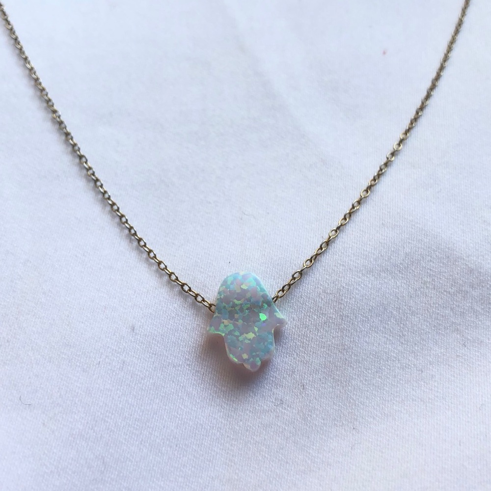 Iridescent Hamsa Necklace